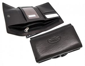 Купить черный кожаный классический женский кошелёк Dierhoff с доставкой по  Москве и всей России в интернет-магазине