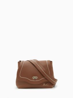 Купить итальянскую коричневую маленькую женскую сумку кросс-боди из натуральной кожи с тиснением на длинном регулируемом кожаном ремешке на или через плечо с доставкой по 