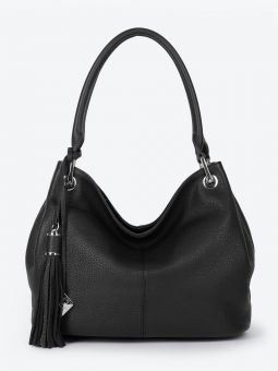Купить итальянскую чёрную небольшую женскую сумку из натуральной кожи на длинных ручках на плечо с доставкой по Москве и всей России в интернет-магазине модных женских сумок и аксессуаров