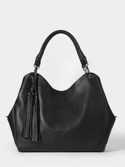  Купить итальянскую чёрную большую женскую сумку из натуральной кожи на длинных ручках на плечо с доставкой по Москве и всей России в интернет-магазине модных сумок‏