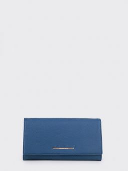 Купить итальянский синий большой классический женский кошелёк из натуральной кожи с тиснением с доставкой по Москве и всей России в интернет-магазине модных женских аксессуаров