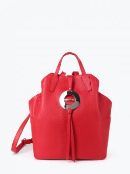 Купить итальянский красный большой женский рюкзак из натуральной кожи  на коротких ручках и длинных регулируемых кожаных ремешках на плечи с доставкой по Москве и всей России в интернет-магазине модных сумок и аксессуаро