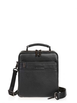 Барсетка мужская Alessandro Beato Uomo 89068-1 black Купить итальянскую  мужскую чёрную барсетку из натуральной кожи на короткой ручке и  длинном кожаном ремне на карабинах на или через плечо с доставкой по Москве и всей России в интернет-магазине мод