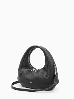 Купить итальянскую чёрную небольшую женскую сумочку-багет из натуральной кожи на круглой кожаной ручке на плечо с доставкой по Москве и всей России в интернет-магазине модных сумок и аксессуаров