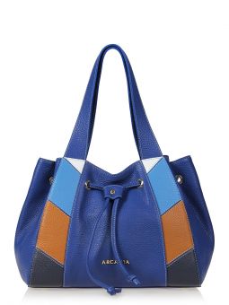 Сумка женская Arcadia 6367 adria multi bluette Купить итальянскую ярко-синий с разноцветным небольшую женскую сумку из натуральной кожи на длинных ручках на плечо с доставкой по Москве и всей России в интернет-магазине 