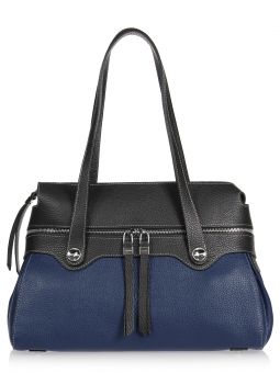 Сумка женская Arcadia 6626 mir2 bluette nero Купить итальянскую синюю с чёрным небольшую женскую сумку из натуральной кожи на длинных ручках на плечо с доставкой по Москве и всей России в интернет-магазине модных сумок‏