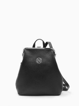 Купить итальянскую чёрную небольшую женскую сумочку-рюкзак из натуральной кожи с короткой ручкой и длинных регулируемых кожаных ремешках на плечи с доставкой по Москве и всей России в интернет-магазине модных сумок и аксессуаров
