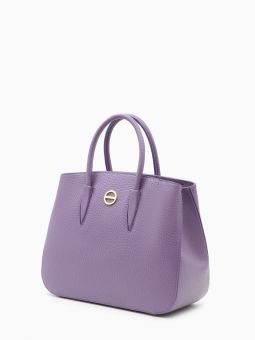 Купить итальянскую фиолетовую большую женскую сумку-тоут из натуральной кожи на коротких ручках и длинном кожаном ремешке на плечо с доставкой по Москве и всей России в интернет-магазине модных женских сумок и аксессуаров