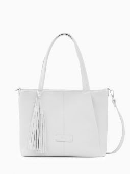 Купить российскую белую большую женскую сумку из натуральной кожи на длинных ручках на плечо с доставкой по Москве и всей России в интернет-магазине модных женских сумок и аксессуаров