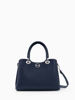 Купить итальянскую синюю небольшую женскую сумочку-тоут из натуральной кожи на коротких ручках и длинном кожаном ремешке на карабинах на или через плечо с доставкой по Москве и всей России в интернет-магазине модных сумок и аксессуаров