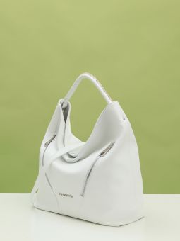 Купить итальянскую белую небольшую женскую сумку из натуральной кожи на короткой ручке на плечо с доставкой по Москве и всей России в интернет-магазине модных сумок и аксессуаров