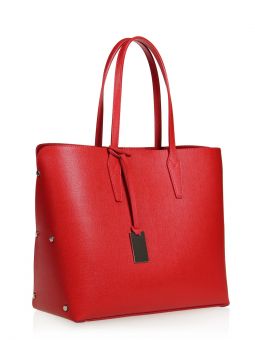 Сумка женская Di Gregorio 8013 saffiano rosso Купить итальянскую красную большую женскую сумку из натуральной кожи с тиснением на длинных ручках на плечо с доставкой по Москве и всей России в интернет-магазине модных сумок‏