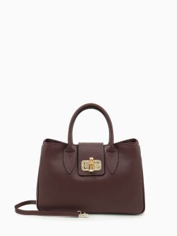 Купить итальянскую бордовую большую женскую сумку из натуральной кожи на коротких ручках и длинном регулируемом кожаном ремешке на карабинах на или через плечо с доставкой по Москве и всей России в интернет-магазине модных сумок и аксессуаров