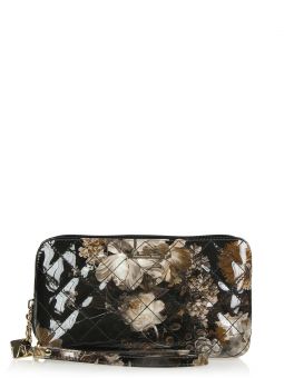 Косметичка Alessandro Beato 155A-3374 Купить итальянскую женскую косметичку из простёганной лакированной кожи с цветочным принтом с доставкой по Москве и всей России в интернет-магазине модных женских сумок и аксессуаров