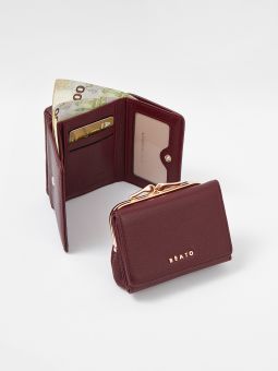 Купить итальянский маленький бордовый женский кошелёк из натуральной кожи с доставкой по Москве и всей России в интернет-магазине модных женских сумок и аксессуаров