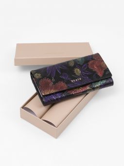 Купить итальянский разноцветный большой классический женский кошелёк из натуральной кожи с объемным тиснением и принтом с доставкой по Москве и всей России в интернет-магазине модных женских сумок и аксессуаров
