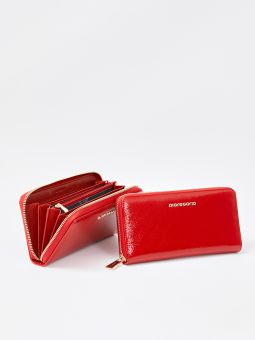 Купить итальянский красный классический большой женский кошелёк на молнии из лакированной и натуральной кожи с доставкой по Москве и всей России в интернет-магазине модных женских сумок и аксессуаров