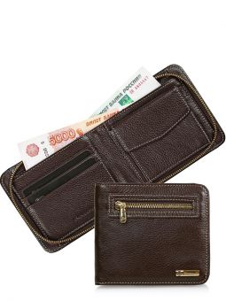 Портмоне Di Gregorio 88024 М Купить итальянский коричневый мужской кошелёк портмоне на молнии из натуральной кожи с доставкой по Москве и всей России в интернет-магазине модных женских и мужских сумок и аксессуаров