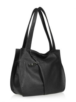  Купить итальянскую чёрную большую женскую сумку из натуральной кожи на длинных ручках на плечо с доставкой по Москве и всей России в интернет-магазине модных сумок‏