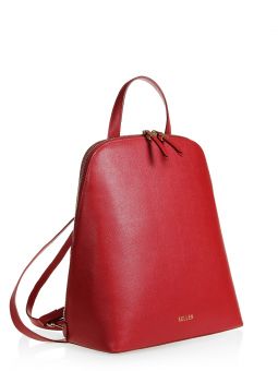 Рюкзак женский Kellen 1360 saffiano rosso Купить итальянский красный большой женский рюкзак из натуральной кожи с тиснением на короткой ручке и длинных съёмных регулируемых ремешках на плечи с доставкой по Москве и всей России в интернет-магазине м