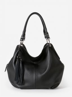 Купить итальянскую чёрную большую женскую сумку из натуральной кожи на длинных ручках на плечо с доставкой по Москве и всей России в интернет-магазине модных сумок‏