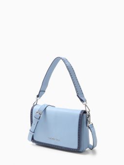 Купить итальянскую голубую маленькую женскую сумочку из натуральной кожи на короткой ручке и длинном регулируемом кожаном ремне на плечо с доставкой по Москве и всей России в интернет-магазине модных женских и мужских сумок и аксессуаров