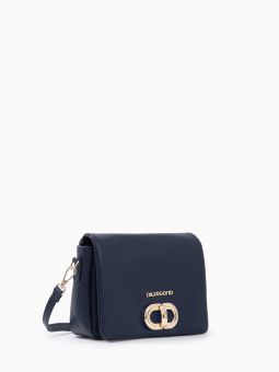 Купить итальянскую синюю маленькую женскую сумочку из натуральной кожи на длинном регулируемом кожаном ремешке на карабинах на или через плечо с доставкой по Москве и всей России в интернет-магазине модных женских сумок и аксессуаров