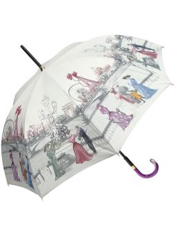 Женский зонт Guy de Jean LUXE PARIS maxi Купить французский белый с серым и разноцветным женский зонт-трость с доставкой по Москве и всей России в интернет-магазине модных сумок‏