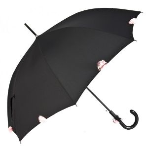Женский зонт Guy de Jean Roses nero rosa maxi Купить французский чёрный с розовым женский зонт-трость полуавтомат с доставкой по Москве и всей России в интернет-магазине модных сумок‏