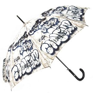 Женский зонт Jean Paul Gaultier 1100 graffiti maxi Купить итальянский серый с белым женский зонт трость полуавтомат с доставкой по Москве и всей России в интернет-магазине модных сумок‏ и аксессуаров