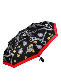 Женский зонт Moschino 266 A nero rosso mini auto Купить итальянский чёрный с красным женский зонт мини-автомат с доставкой по Москве и всей России в интернет-магазине модных сумок‏